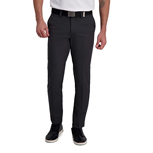Haggar Herren Cool Right Performance Flex Solid Slim Fit Flat Front Pant Lssige Hose, dunkelgrau (Dark Heather Grey), 33W / 32L von Haggar