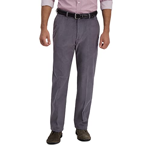 Haggar Herren Cordhose, erweiterbare Taille, Klassische und gerade Passform, Flache Vorderhose Hose, anthrazit, 44W / 29L von Haggar