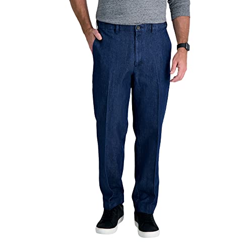 Haggar Herren Denim Passform, Normale Größen Lässige Hose, Mittelblau, klassisch, 48W / 32L von Haggar