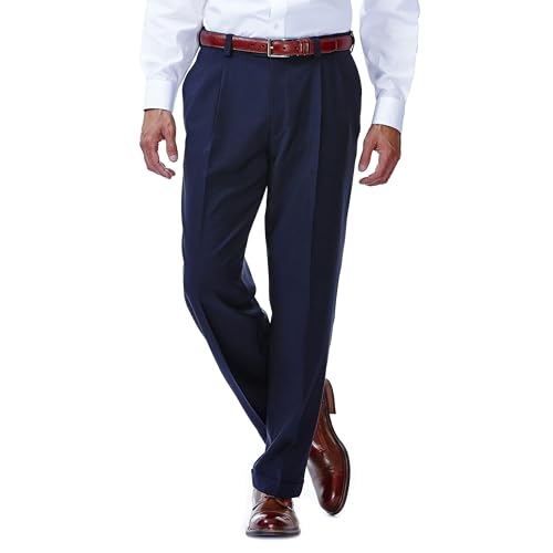 Haggar Herren ECLO Stria Expandable Waist Faltenband vorne - Blau - 34W / 32L Haggar Herren ECLO Stria Expandable Waist Faltenband vorne - Blau - 34W / 32L von Haggar