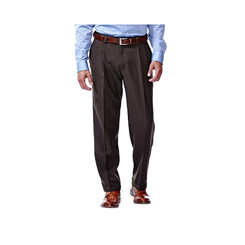 Haggar Herren ECLO Stria Expandable Waist Faltenband vorne - Braun - 40W / 32L Haggar Herren ECLO Stria Expandable Waist Faltenband vorne - Braun - 40W / 32L von Haggar