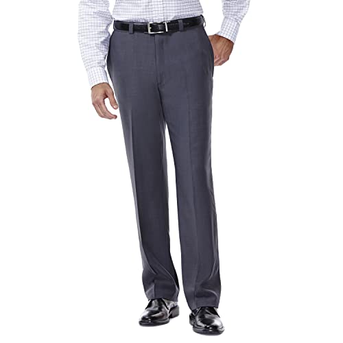 Haggar Men's Repreve Stria Hidden Expandable Waist Plain Front Dress Pant, Med Grey,42x32 von Haggar