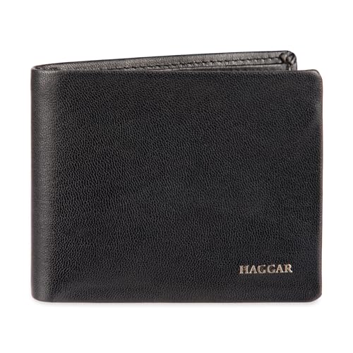Haggar Herren Leder Traveler Wallet Black Slimfold One Size, Schwarz Slimfold, One size, Reisebrieftasche aus Leder von Haggar