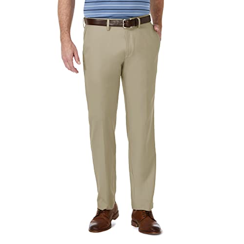 Haggar Herren Cool 18 Pro Straight Fit Flat Front Casual Pant Lässige Hose, Khaki, 34W / 32L von Haggar