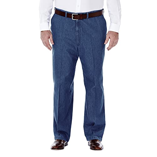 Haggar Herren Plissee & Flat Front Denim – Normale und große & große Größen, Cadet Blue 01, 44W / 32L von Haggar