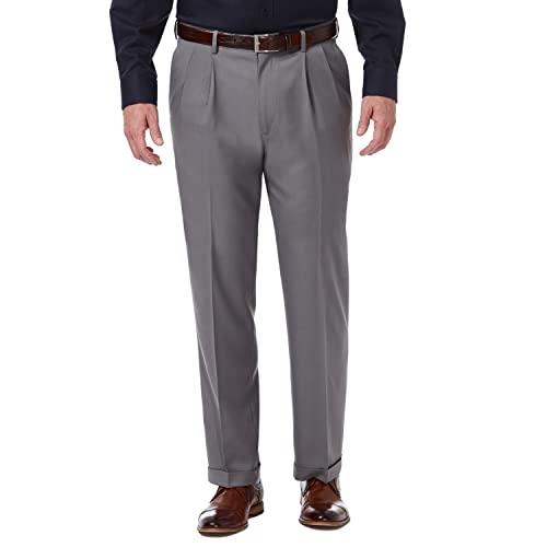 Haggar Herren Premium Comfort Classic Fit Bundfaltenhose Reg Größen Klassische Hose, Mittelgrau, 36W / 29L von Haggar