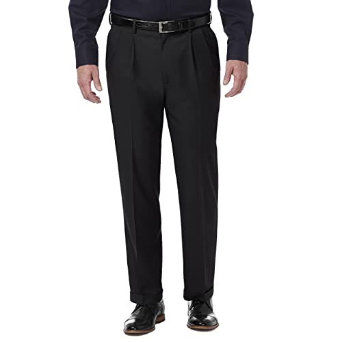 Haggar Herren Premium Comfort Classic Fit Bundfaltenhose Reg Größen Klassische Hose, schwarz, 40W / 29L von Haggar
