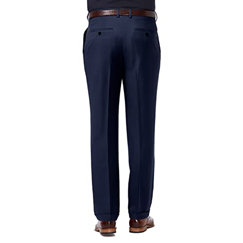 Haggar Herren Premium Comfort Classic Fit Bundfalte erweiterbare Taillenhose Bundhose/Plisados De Ajuste/Clásico Y Cómodo/Klassische Hose, Blau, 36W / 31L von Haggar