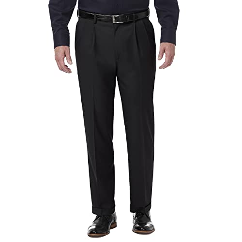 Haggar Herren Premium Comfort Classic Fit Bundfalte erweiterbare Taillenhose Bundhose/Plisados De Ajuste/Clásico Y Cómodo/Klassische Hose, Schwarz, 32W / 30L von Haggar