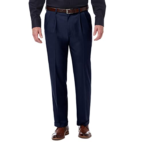 Haggar Herren Premium Comfort Classic Fit Bundfaltenhose Reg Größen Klassische Hose, Blau, 40W / 34L von Haggar