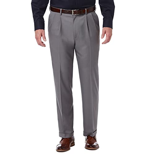 Haggar Herren Premium Comfort Classic Fit Bundfaltenhose Reg Größen Klassische Hose, Mittelgrau, 38W / 31L von Haggar