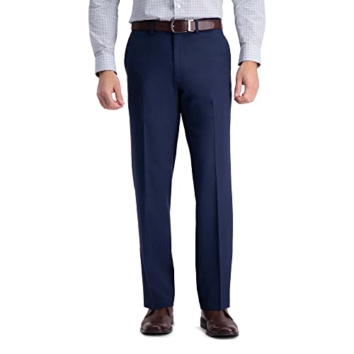 Haggar Herren Premium Comfort Anzughose – gerade Passform, Flache Vorderseite, Reg. und Big & Tall Klassische Hose, Blau, 36W / 32L von Haggar