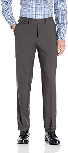 Haggar Herren Hochwertige, Bequeme gerade Passform, Flache Vorderseite, Anzughose Klassische Hose, anthrazit, 36 W / 32 L von Haggar