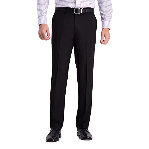 Haggar Herren Premium Comfort Straight Fit Flat Front Dress Pant Klassische Hose, Schwarz, 42W / 30L von Haggar