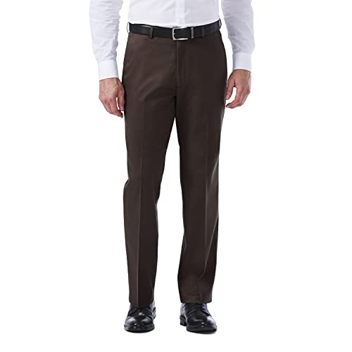 Haggar Herren Premium No Iron Khaki Classic Fit Flat Front Casual Pant (Regular and Big & Tall Sizes) Lässige Hose, Schokolade, 36W / 32L von Haggar
