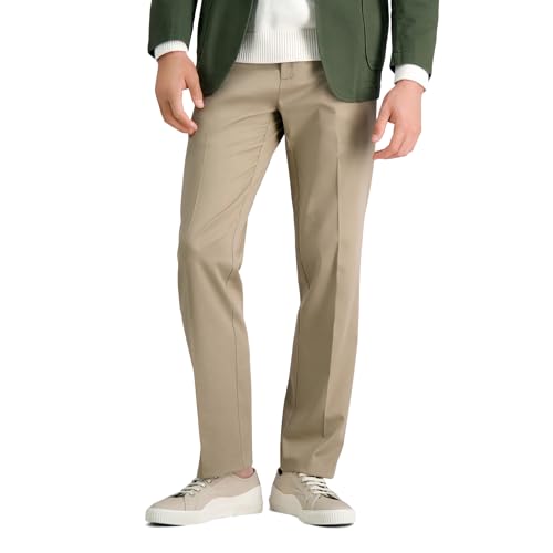 Haggar Herren Premium bügelfreie Hose, Khaki, gerade Passform, Flex-Bund, Flache Vorderseite, Hose, British Khaki, 32W / 36L Haggar Herren Premium bügelfreie Hose, Khaki, gerade Passform, Flex-Bund, Flache Vorderseite, Hose, British Khaki, 32W / 36L von Haggar