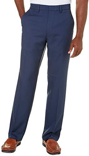 Haggar Herren Standard Solid Gabardine Superflex Waist Flat Front Pant Klassische Hose, Indigo, 34 W/34 L von Haggar