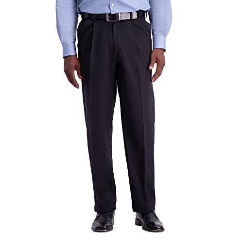 Haggar Herren Work to Weekend Classic Fit Flat Front & Pleat Regular Big and Tall Sizes Hose, Einfarbig Schwarz, 32W / 30L von Haggar