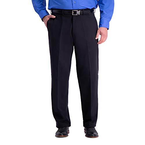 Haggar Herren Work to Weekend Classic Fit Flat Front & Pleat Regular Big and Tall Sizes Hose, Schwarz, flach, 36W / 34L von Haggar