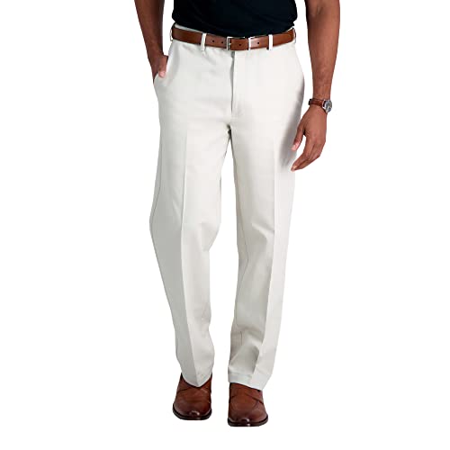 Haggar Herren Work to Weekend Hidden Expandable Waist No Iron Plain Front Pant주말에 근무할 때 입을 수 있는 숨겨진 확장 가능한 허리 부분 다 Anzughose, String, 42W / 32L EU von Haggar