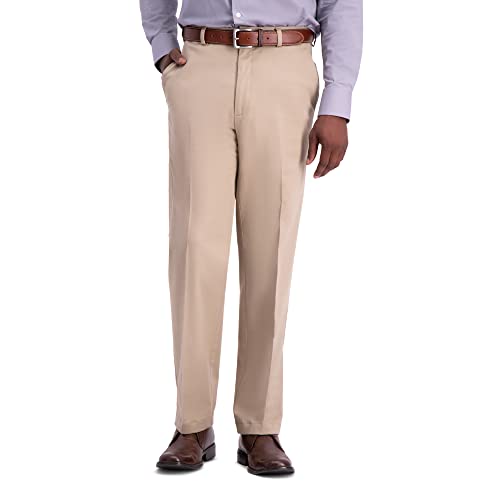 Haggar Herren Work to Weekend PRO Relaxed Fit Flat Front Pant Unterhose, Khaki, 34W / 32L von Haggar