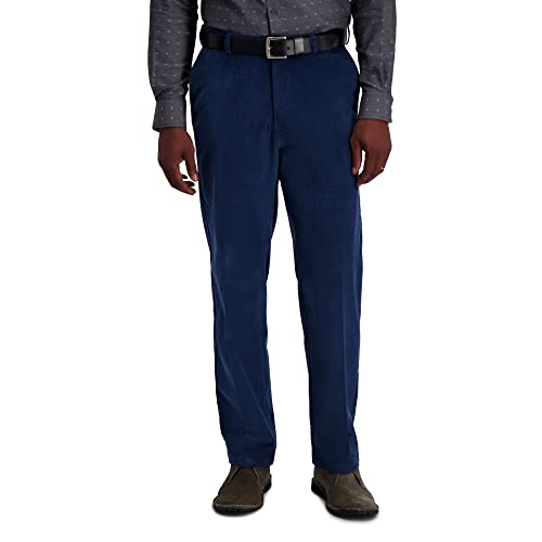Haggar Herrenhose aus Stretch-Cord, erweiterbare Taille, Klassische Passform, Flache Vorderseite, Cadet Blau, 36W / 30L von Haggar
