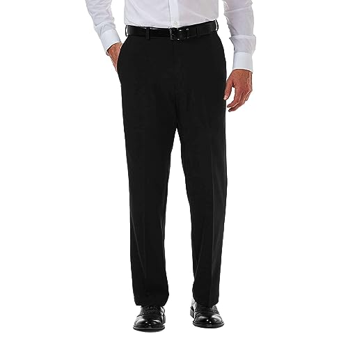 Haggar Men's Cool 18 PRO Classic Fit Flat Front Expandable Waist Pant, Black, 34Wx32L von Haggar