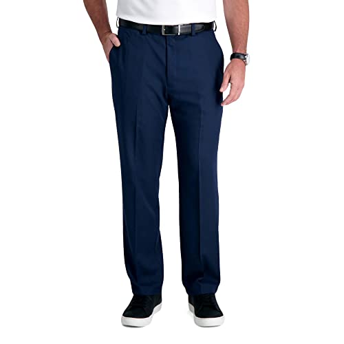 Haggar Men's Cool 18 PRO Classic Fit Flat Front Expandable Waist Pant, Navy, 36Wx36L von Haggar