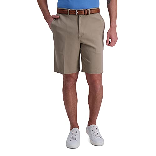 Haggar Men's Flat Front Solid Stretch Walk Short, Khaki, 32 von Haggar