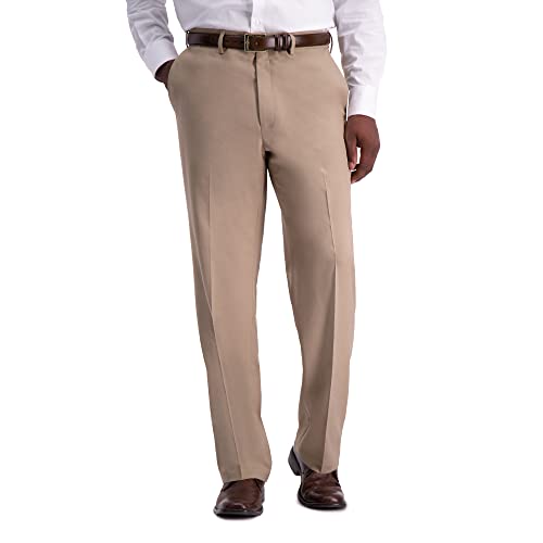 Haggar Herren Hochwertige, Bequeme Anzughose Passform, Flache Vorderseite Klassische Hose, Humus, 42 W/32 L von Haggar