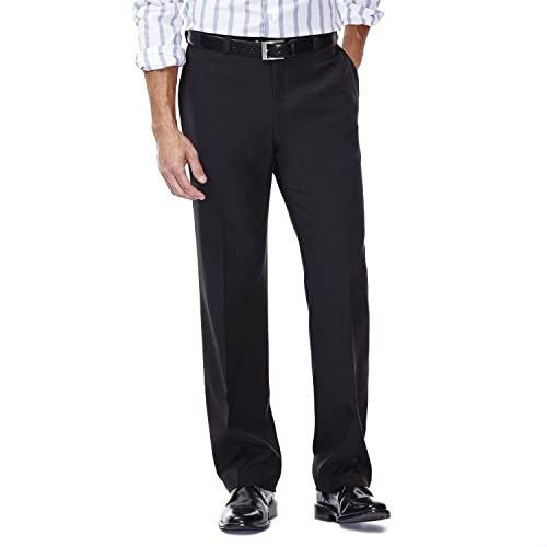 Haggar Men's Repreve Stria Hidden Expandable Waist Plain Front Dress Pant, Black,36x29 von Haggar