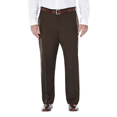 Haggar Men's Repreve Stria Hidden Expandable Waist Plain Front Dress Pant, Brown,38x30 von Haggar