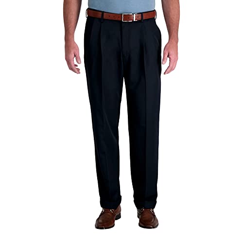 Haggar Mynx Gabardine Herren-Kleiderhose mit verdeckter, erweiterbarer Taille - Blau - 40W / 29L von Haggar