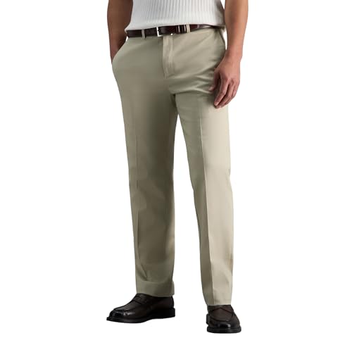Haggar Premium No Iron Khaki Stretch Straight Fit Flat Front Pant Sand 33x32 von Haggar