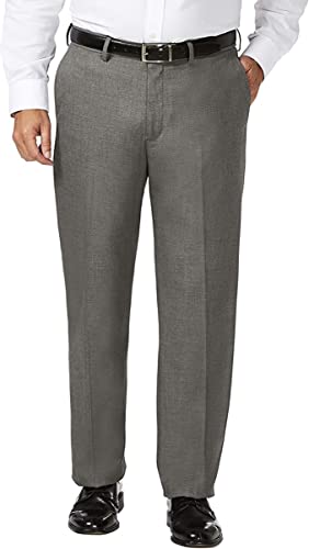 J.M. Haggar B&t Herren-Hose mit erweiterbarer Taille, Klassische Passform, Flache Vorderseite - Grau - 54W / 32L von Haggar