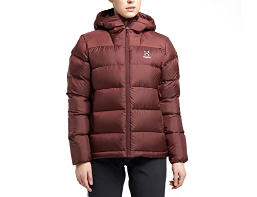 Haglöfs Daunenjacke Frauen Bield Down Hood Insulating, atmungsaktiv, wasserabweisend Maroon Red M M von Haglöfs