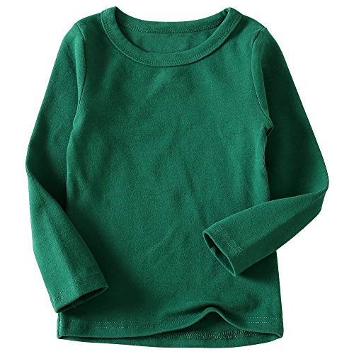 Basic Langarmshirt Mädchen Tops Kinder T-Shirt Jungen Shirt Grün 18Y von HahaNice