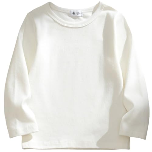 Basic Langarmshirt Mädchen Tops Kinder T-Shirt Jungen Shirt Weißes 3Y von HahaNice