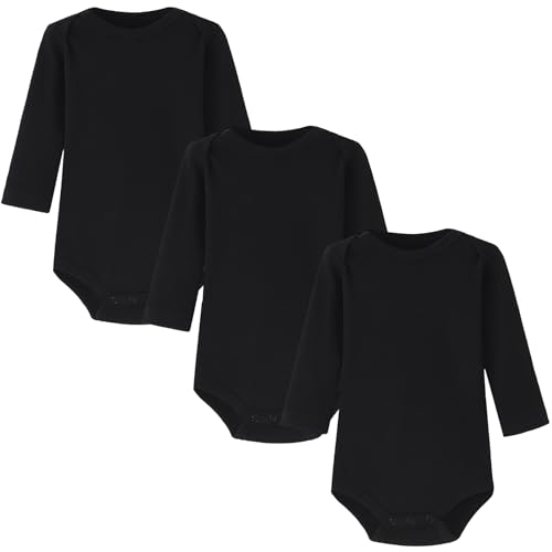 HahaNice Baby Bodysuits Mädchen Langarm Baby Body Junge Babykleidung Neutral 3 Months, Schwarz von HahaNice