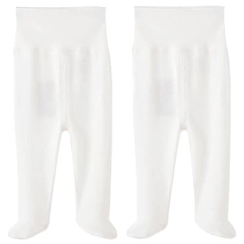 HahaNice Babyhose mit Fuß Baby Hose Jungen Mädchen Leggings Kleidung 3-6 Monate Weiß, 2er-Packung von HahaNice