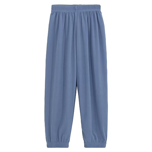 Musselin Hose Kinder Haremshose Leichte Sommerhose Mädchen Jungs Baggy Hose 10-12 Jahre Blau von HahaNice