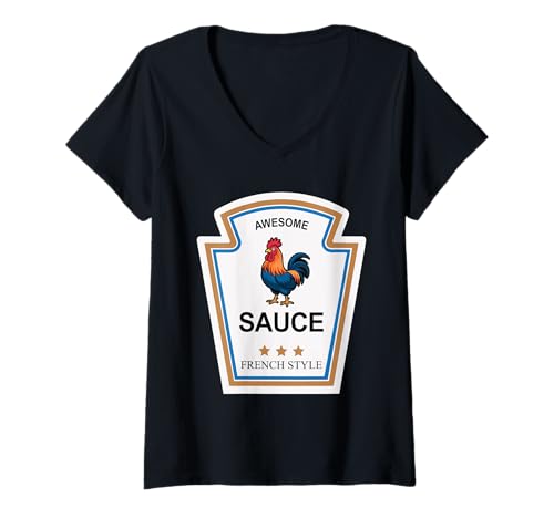 Damen Soßenhahn Lustig Genial Cocktailsoße Huhn T-Shirt mit V-Ausschnitt Damen Soßenhahn Lustig Genial Cocktailsoße Huhn T-Shirt mit V-Ausschnitt von Hahn Genial Soße Huhn Entwürfe
