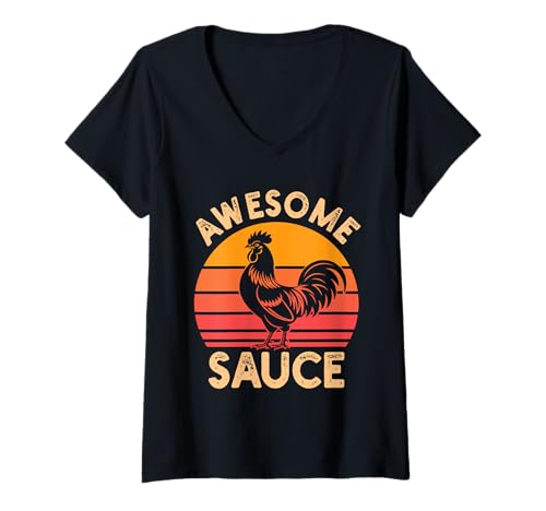 Damen Soßenhahn Lustig Genial Cocktailsoße Huhn T-Shirt mit V-Ausschnitt Damen Soßenhahn Lustig Genial Cocktailsoße Huhn T-Shirt mit V-Ausschnitt von Hahn Genial Soße Huhn Entwürfe