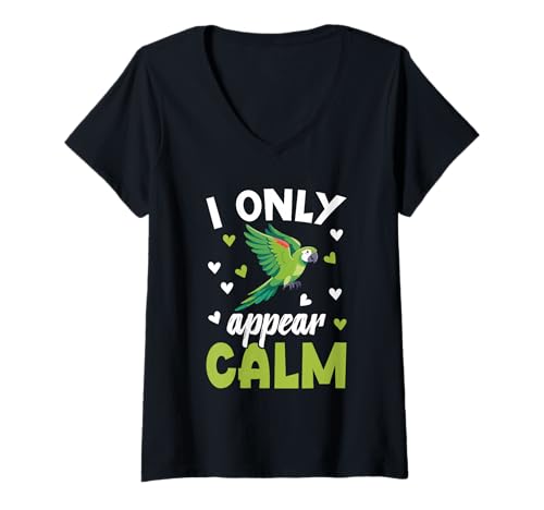 Damen Birdkeeper Bird Owner Birdkeeper Appear Calm Hahn´s Ara T-Shirt mit V-Ausschnitt Damen Birdkeeper Bird Owner Birdkeeper Appear Calm Hahn´s Ara T-Shirt mit V-Ausschnitt von Hahn´s Macaws Costume For Birdkeeper & Bird Lover