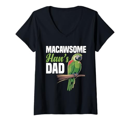 Damen Hahn´s Ara Papa Papageienbesitzer Vogelzüchter Vater Hahn´s Ara T-Shirt mit V-Ausschnitt Damen Hahn´s Ara Papa Papageienbesitzer Vogelzüchter Vater Hahn´s Ara T-Shirt mit V-Ausschnitt von Hahn´s Macaws Costume For Birdkeeper & Bird Lover