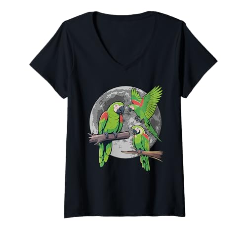 Damen Vogelbesitzer Papageienliebhaber Vogelhalter Vogelhaltung Hahn´s Ara T-Shirt mit V-Ausschnitt Damen Vogelbesitzer Papageienliebhaber Vogelhalter Vogelhaltung Hahn´s Ara T-Shirt mit V-Ausschnitt von Hahn´s Macaws Costume For Birdkeeper & Bird Lover