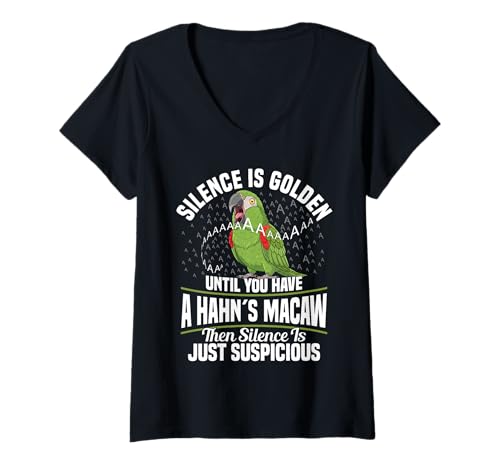 Damen Vogelhalter Papageienbesitzer Vogelhaltung Stille Hahn´s Ara T-Shirt mit V-Ausschnitt Damen Vogelhalter Papageienbesitzer Vogelhaltung Stille Hahn´s Ara T-Shirt mit V-Ausschnitt von Hahn´s Macaws Costume For Birdkeeper & Bird Lover