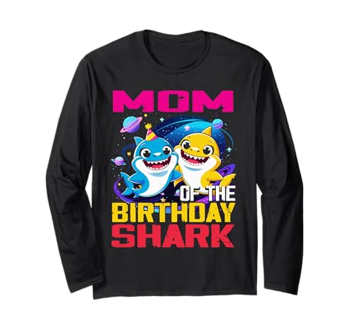 Mutter Des Geburtstagsjungen Mädchen Feier Party Kinder Langarmshirt von Hai Geburtstag Kleinkind Schwester Bruder