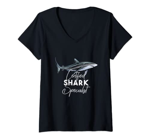 Damen Certified Shark Specialist T-Shirt mit V-Ausschnitt Damen Certified Shark Specialist T-Shirt mit V-Ausschnitt von Hai Liebhaber Haie Haifisch