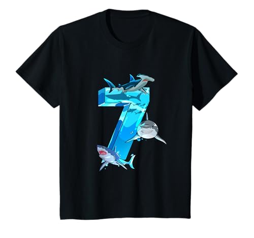 Kinder Haifisch Junge 7 Jahre Geburtstagskind Kinder Geburtstag T-Shirt Kinder Haifisch Junge 7 Jahre Geburtstagskind Kinder Geburtstag T-Shirt von Hai Ozean Kindergeburtstag Dekoration